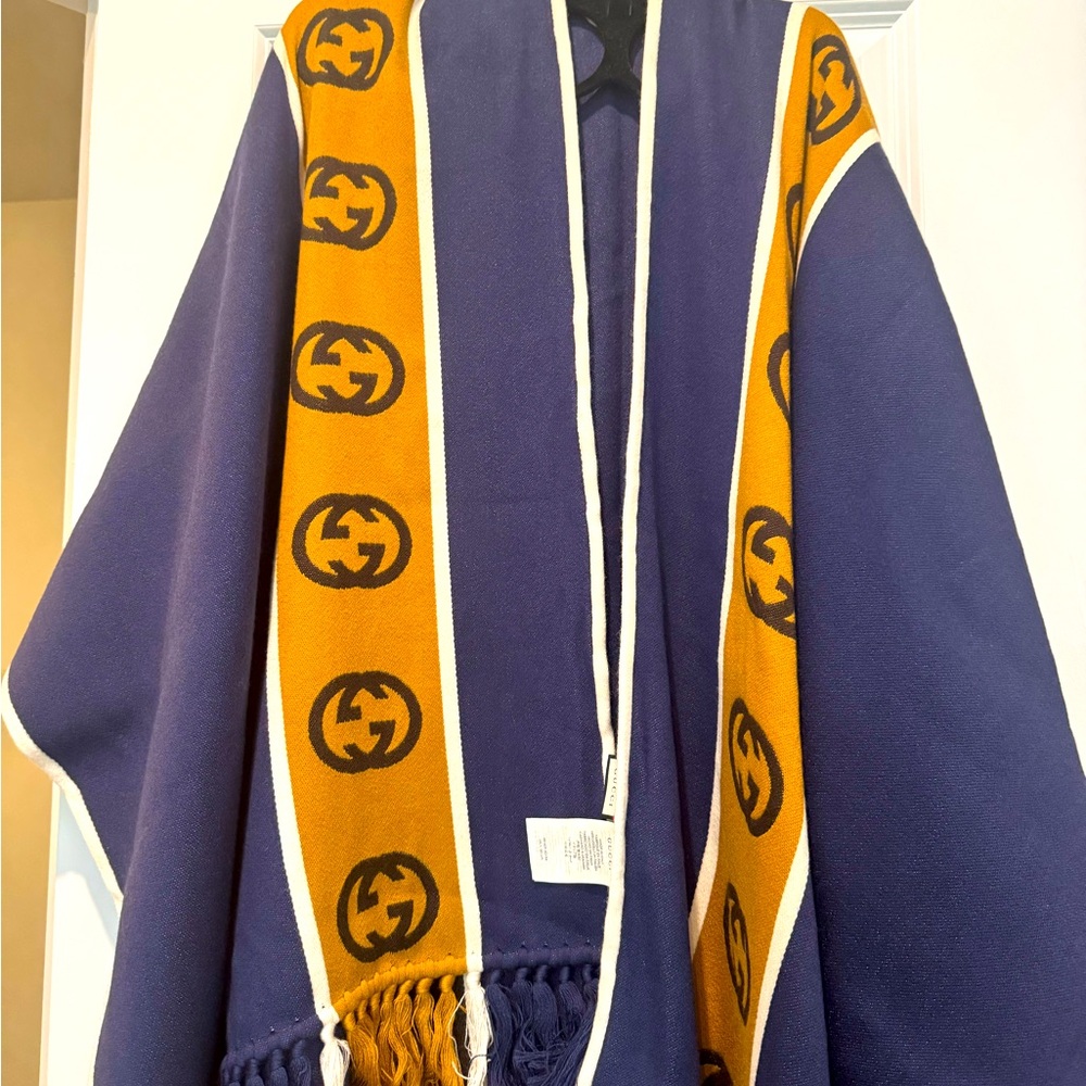 Gucci Navy and Mustard Shawl
